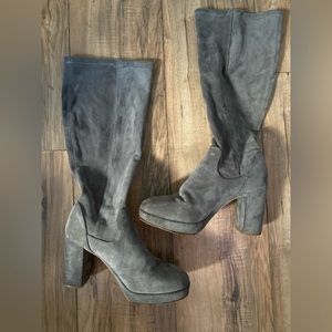 Grey Knee High Boots